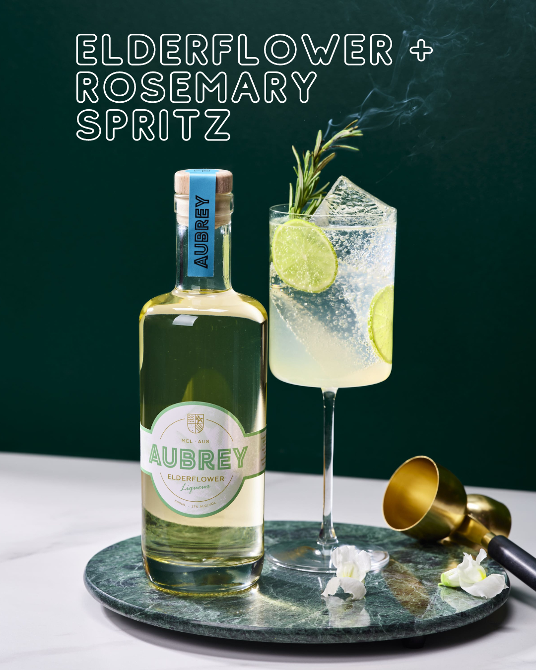 Aubrey Liqueurs Elderflower Rosemary Spritz